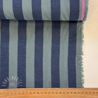 Katoenen stof YARN DYED NOVA Stripe blue green