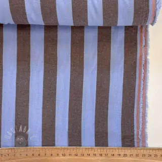 Katoenen stof YARN DYED NOVA Stripe blue brown