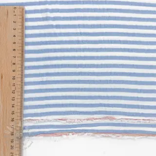 Dubbelgaas/mousseline YARN DYED Summer stripe blue