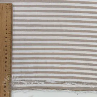Dubbelgaas/mousseline YARN DYED Summer stripe beige