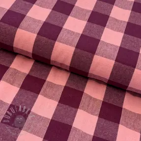 Katoenen stof YARN DYED SONJA Checks aubergine