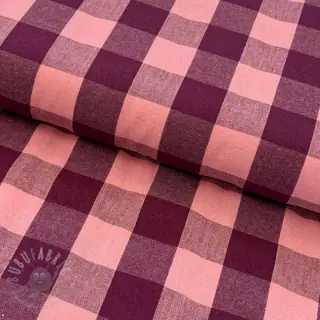 Katoenen stof YARN DYED SONJA Checks aubergine
