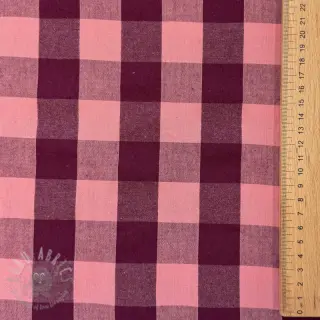 Katoenen stof YARN DYED SONJA Checks aubergine