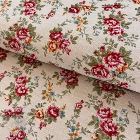 Decoratiestof jacquard Nina blanc rouge