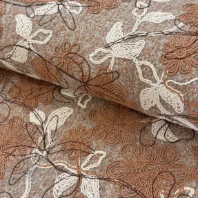 Mantelstof WOOLY EMBROIDERY Petra beige