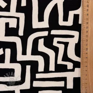 Geruwde sweaterstof JOGGING Abstract black natural