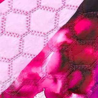 Prešívaná látka Aquarel nature gradini pink