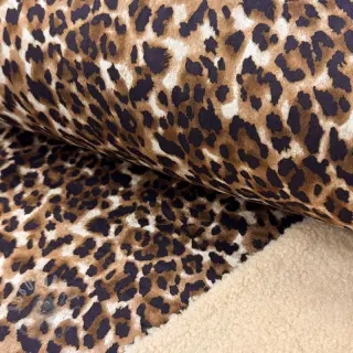 Mantelstof TEDDY SUEDE Panther LEO cognac