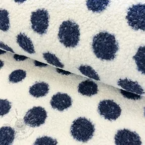Mantelstof TEDDY Big dots dark blue