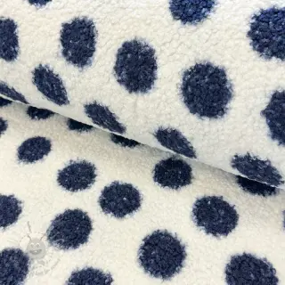 Mantelstof TEDDY Big dots dark blue