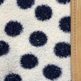 Mantelstof TEDDY Big dots dark blue