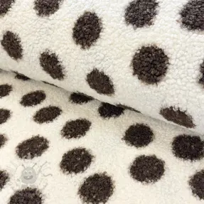Mantelstof TEDDY Big dots brown