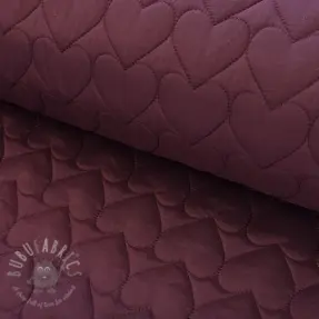 Gewatteerde stof WATERPROOF Hearts bordeaux