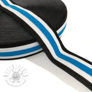 Glad elastiek 3 cm Side stripe aqua