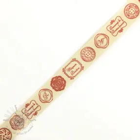 Katoenen lint Stamps pink