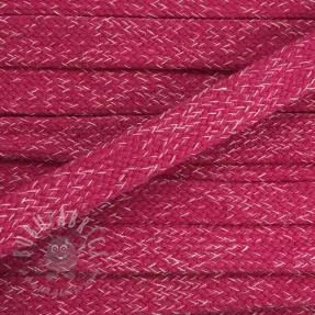 Katoenen koord plat 15 mm melange fuchsia