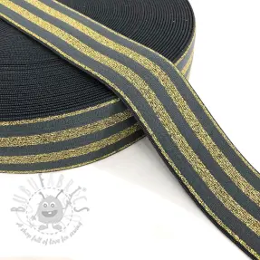 Glad elastiek 4 cm LUREX GOLD dark grey