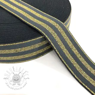Glad elastiek 4 cm LUREX GOLD dark grey