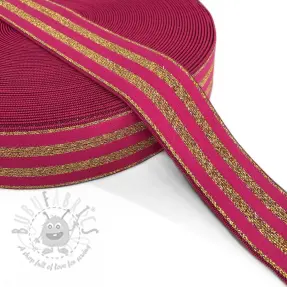 Glad elastiek 4 cm LUREX GOLD fuchsia