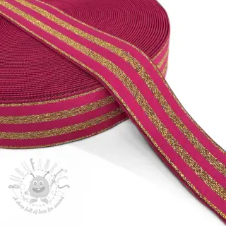 Glad elastiek 4 cm LUREX GOLD fuchsia