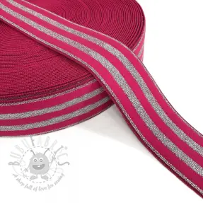 Glad elastiek 4 cm LUREX SILVER fuchsia