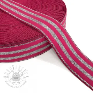 Glad elastiek 4 cm LUREX SILVER fuchsia