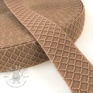 Glad elastiek 4 cm Rhombus beige