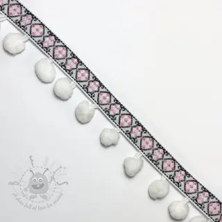 Pomponboord JACQUARD white