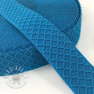 Glad elastiek 4 cm Rhombus turquoise