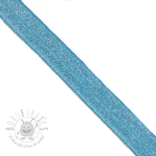 Omvouwelastiek glitter 20 mm blue