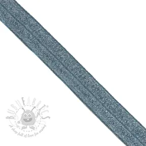 Omvouwelastiek glitter 20 mm dark blue