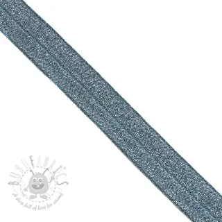 Omvouwelastiek glitter 20 mm dark blue