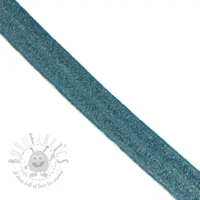 Omvouwelastiek glitter 20 mm petrol