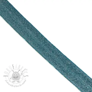 Omvouwelastiek glitter 20 mm petrol