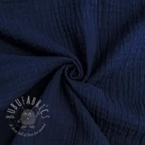 Dubbelgaas/mousseline navy ORGANIC