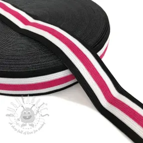 Glad elastiek 3 cm Side stripe fuchsia