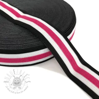 Glad elastiek 3 cm Side stripe fuchsia