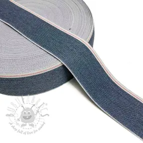 Glad elastiek 4 cm JEANS WHITE STRIPE blue