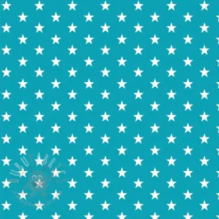 Katoenen stof Petit stars turqouise