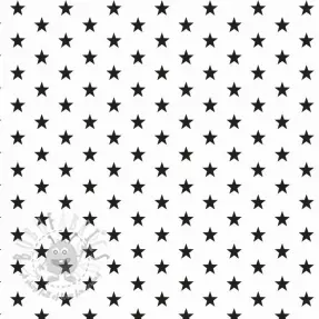 Katoenen stof Petit stars white/black