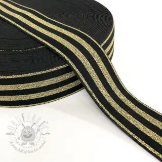Glad elastiek 4 cm LUREX GOLD black