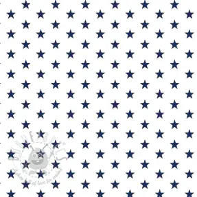 Katoenen stof Petit stars white/navy