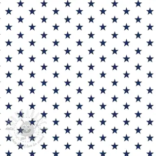 Katoenen stof Petit stars white/navy