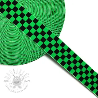 Glad elastiek 4 cm Chequered jacquard apple green