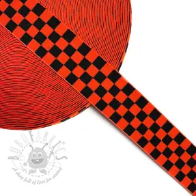 Glad elastiek 4 cm Chequered jacquard orange