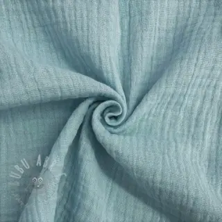 Dubbelgaas/mousseline teal ORGANIC