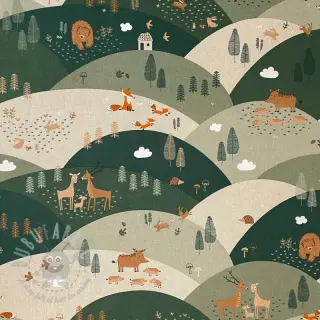 Decoratiestof Linenlook Mountain forest animals
