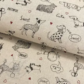 Decoratiestof Linenlook Sweet doggie friends