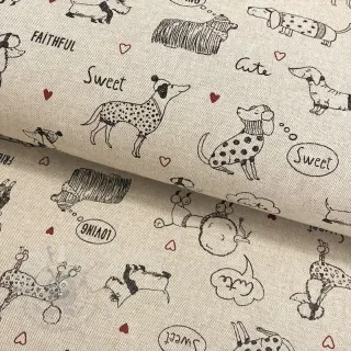 Decoratiestof Linenlook Sweet doggie friends