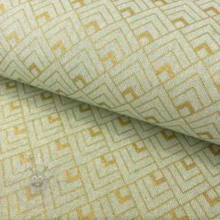 Dekoračná látka Linenlook Art deco cubes mint metallic premium
